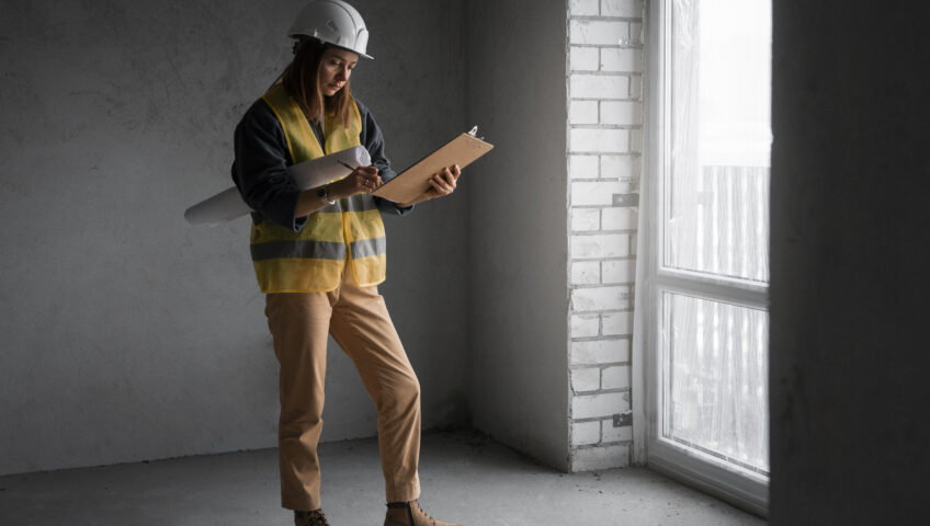 A woman leads a job site, displaying gender diversity in construction